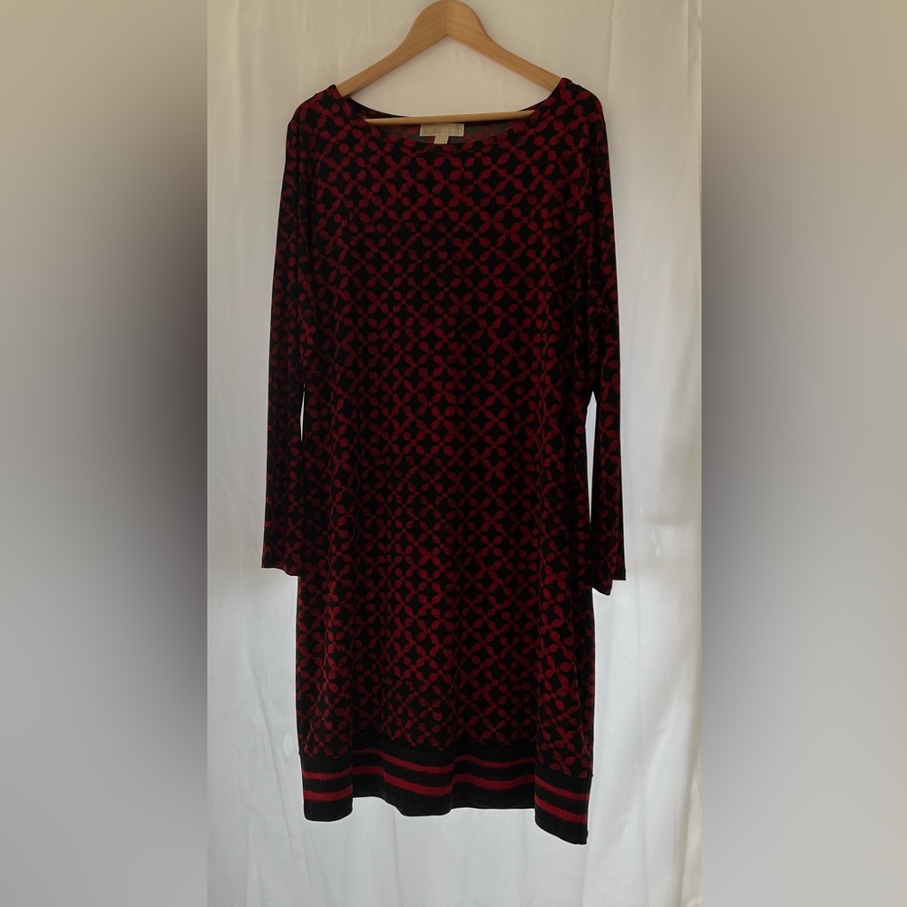 Black and Red Long Sleeve Sheath Dress for Work